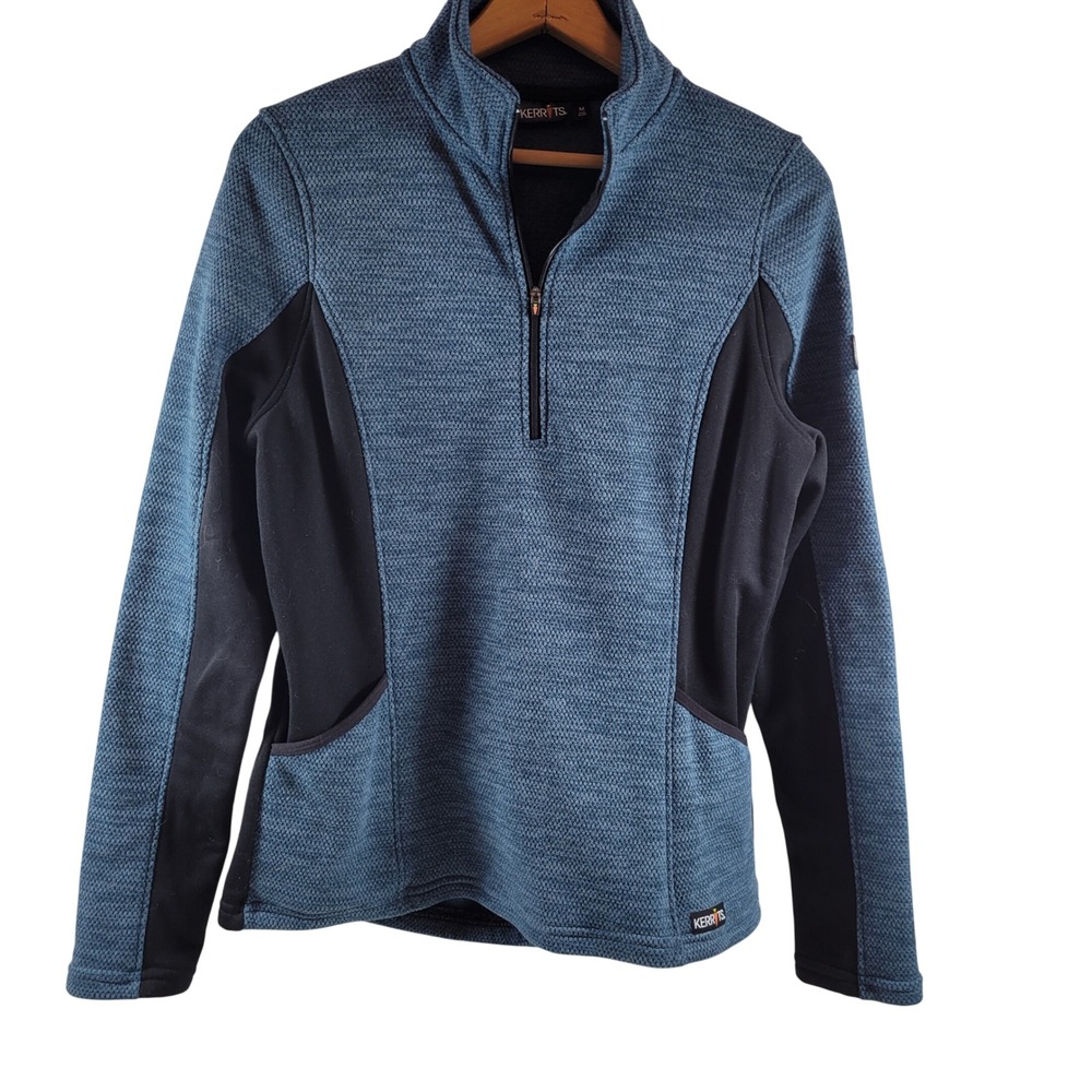Kerrits 1/4 Zip Pullover Womens Medium Blue Excellent Textured Equestrian Top‎